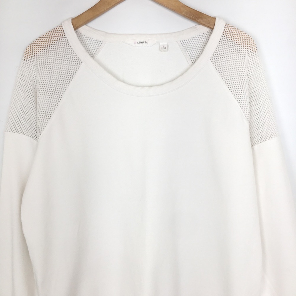 Athleta Citytime Mesh Shoulder Crewneck Sweatshirt Top White Women’s Size Large - Picture 6 of 15